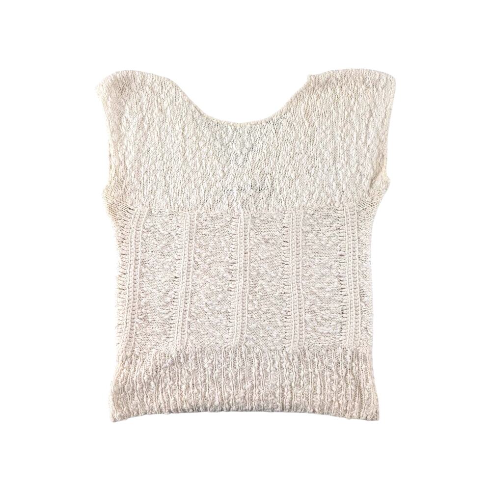 80s Hand Knit Cream Ramie Boucle Sweater Vest